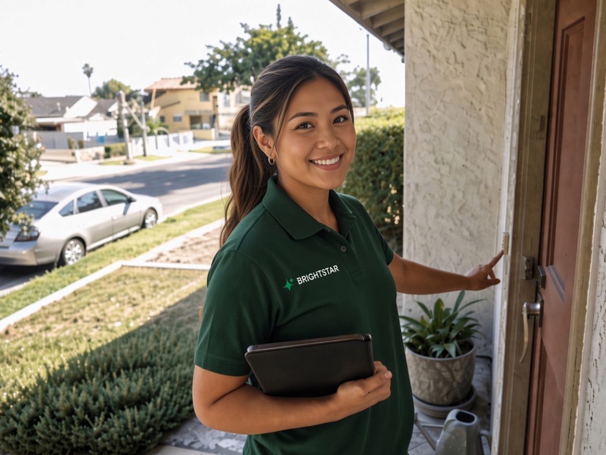 BrightStar energy specialist arriving at a customer's front door