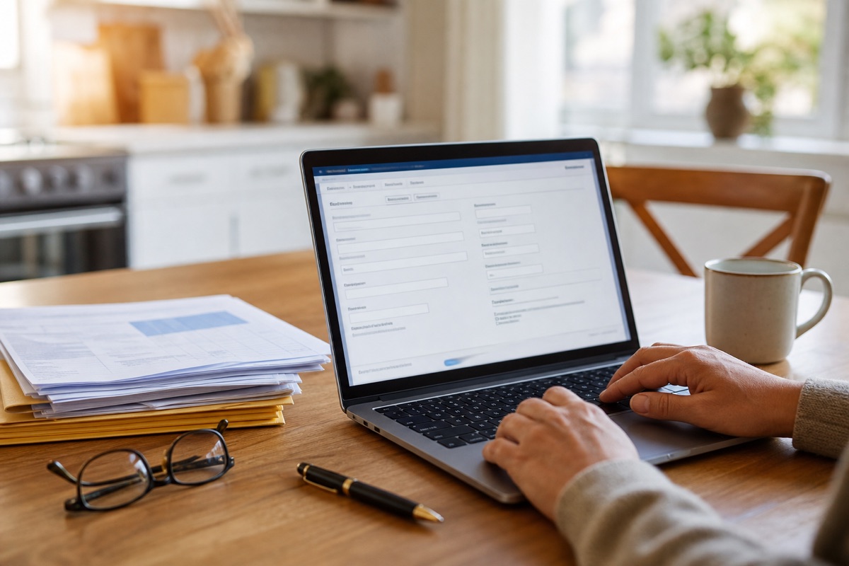 Energy program application being submitted on a laptop